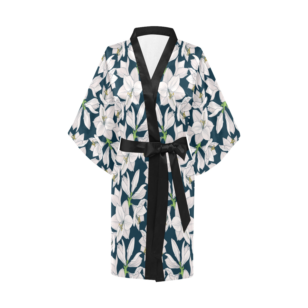 Amaryllis Pattern Print Design AL02 Women's Short Kimono
