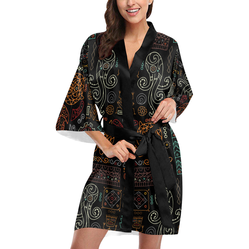 Polynesian Pattern Print Design A04 Women's Short Kimono