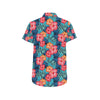 Red Hibiscus Pattern Print Design HB02 Men's Short Sleeve Button Up Shirt