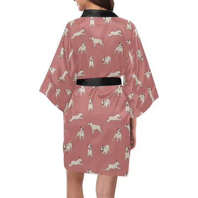 Bull Terriers Pattern Print Design 09 Women's Short Kimono