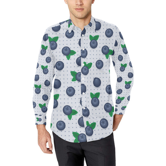 Blueberry Pattern Print Design BB02 Men's Long Sleeve Shirt