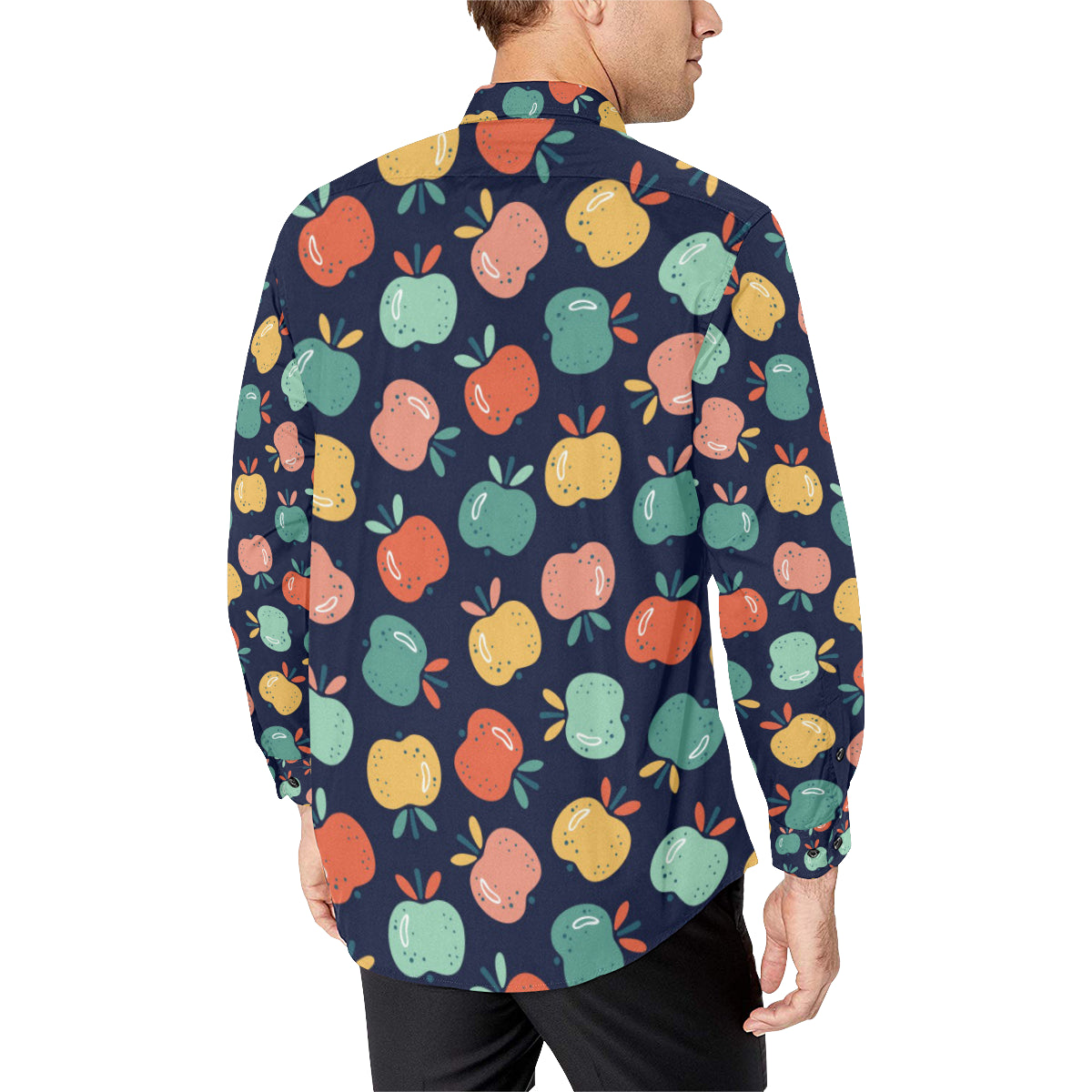 Apple Pattern Print Design AP09 Men's Long Sleeve Shirt