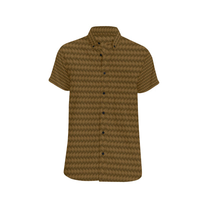 Cable Knit Pattern Print Design 02 Men's Short Sleeve Button Up Shirt