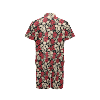 Skull And Roses Print Design LKS301 Men's Romper