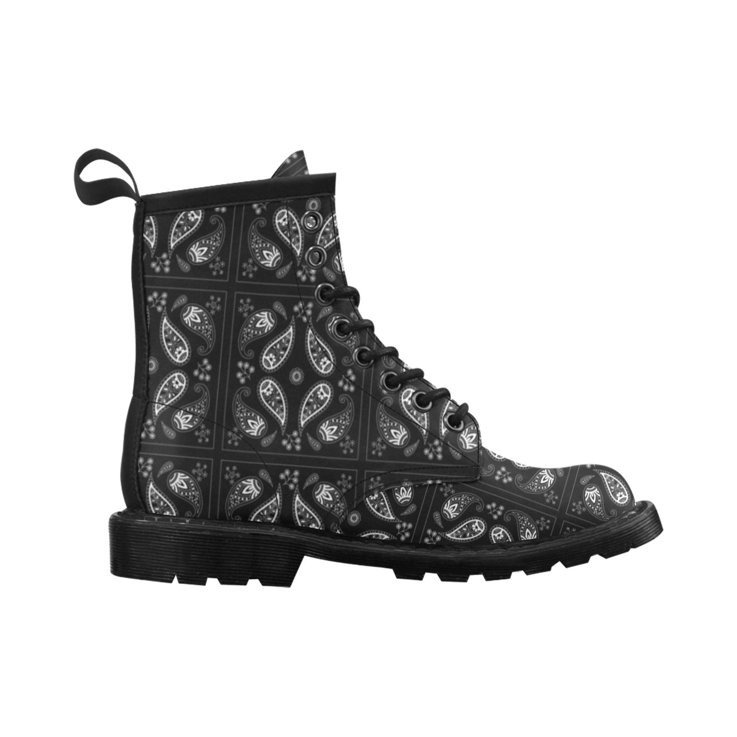 Bandana Paisley Black Print Design LKS308 Women's Boots