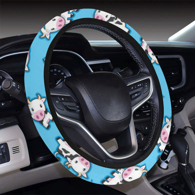 Cow Pattern Print Design 01 Steering Wheel Cover with Elastic Edge