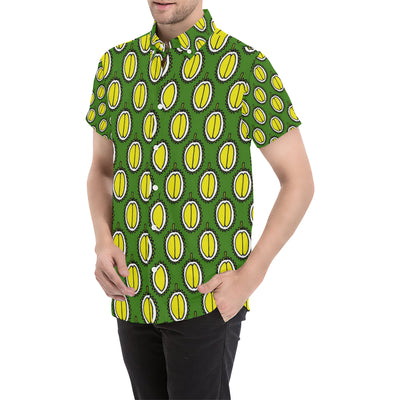 Durian Pattern Print Design DR01 Men's Short Sleeve Button Up Shirt