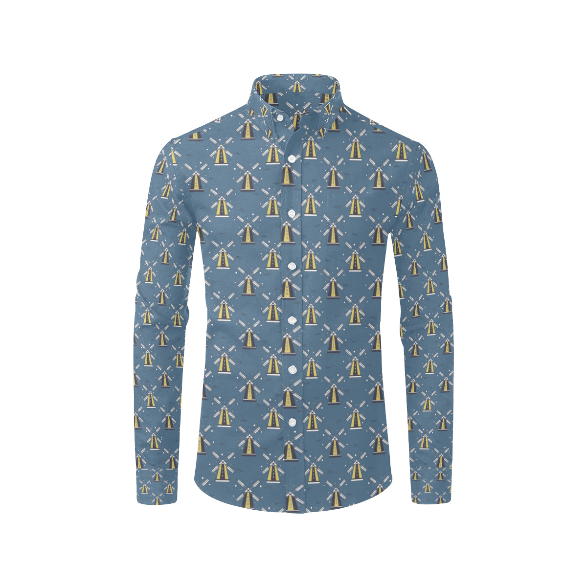 Windmill Pattern Print Design 03 Men's Long Sleeve Shirt