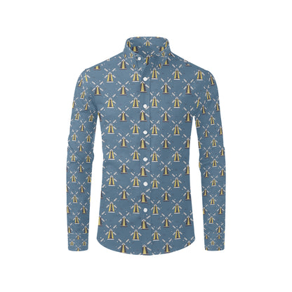 Windmill Pattern Print Design 03 Men's Long Sleeve Shirt