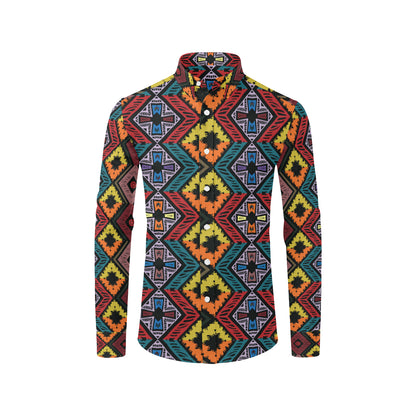 African Pattern Print Design 08 Men's Long Sleeve Shirt