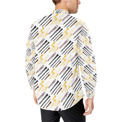 Clarinet Pattern Print Design 01 Men's Long Sleeve Shirt