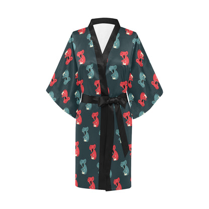 Koala Pattern Print Design 02 Women's Short Kimono