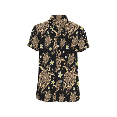 Turtle Polynesian Tribal Hawaiian Men's Short Sleeve Button Up Shirt