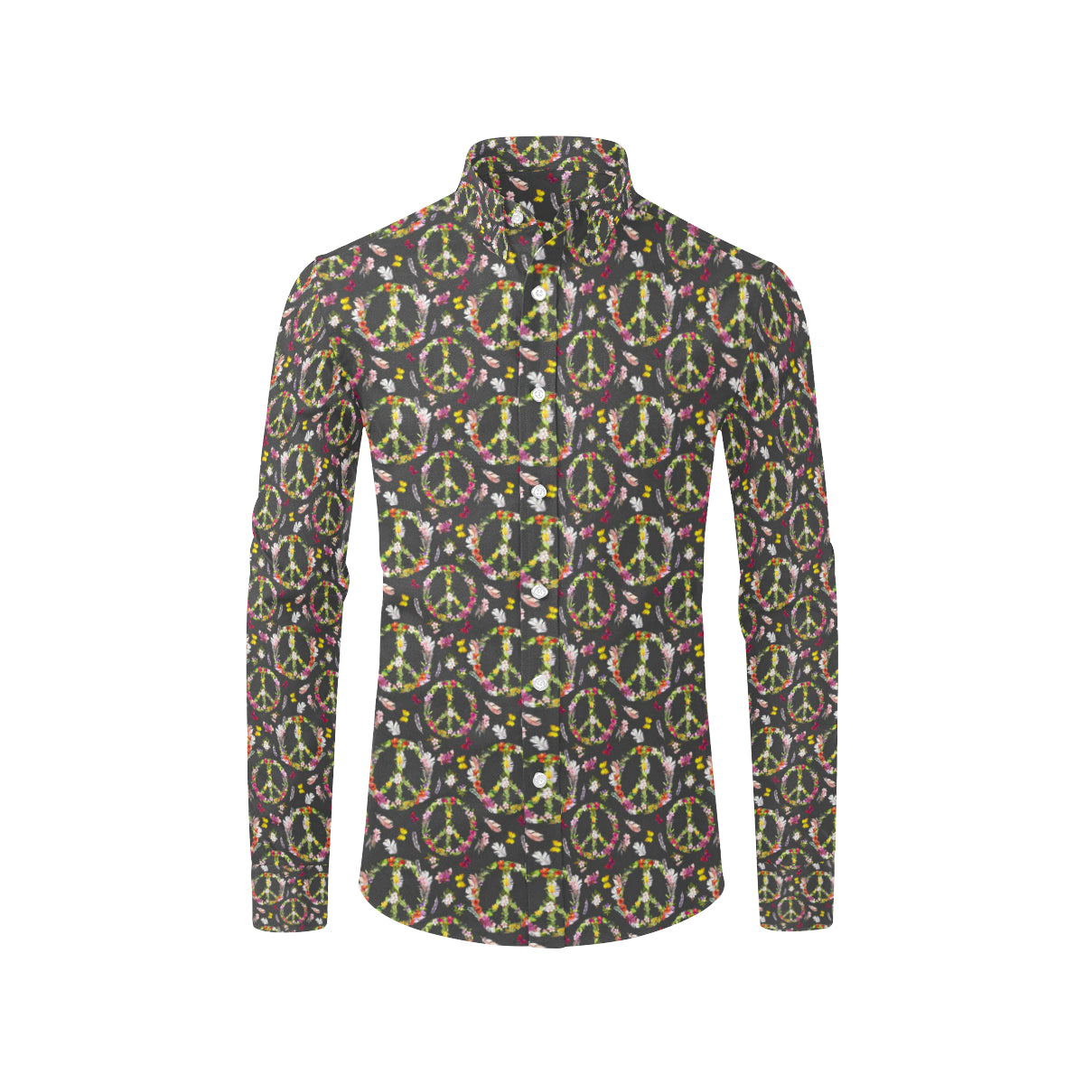 Peace Sign flowers Design Print Men's Long Sleeve Shirt