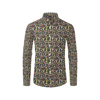 Peace Sign flowers Design Print Men's Long Sleeve Shirt