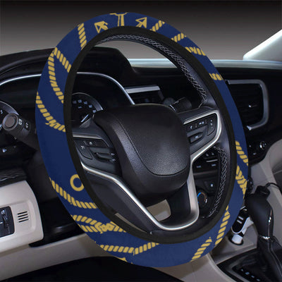 Nautical Anchor Rope  Pattern Steering Wheel Cover with Elastic Edge