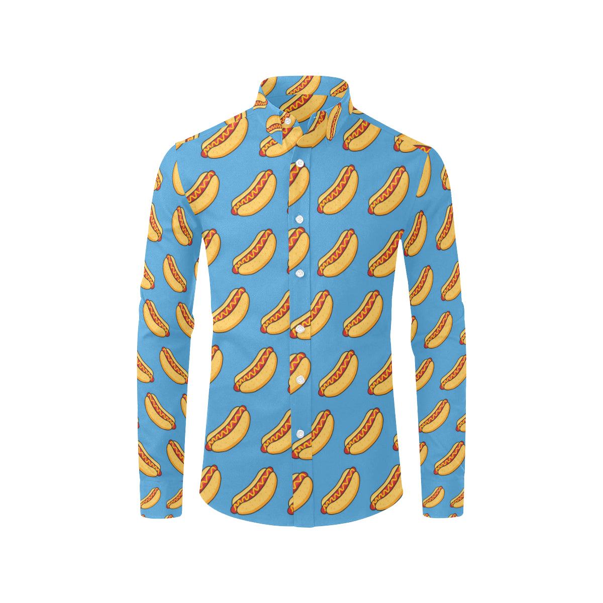 Hot Dog Pattern Print Design 02 Men's Long Sleeve Shirt