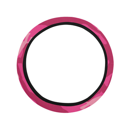 Camo Pink Pattern Print Design 01 Steering Wheel Cover with Elastic Edge