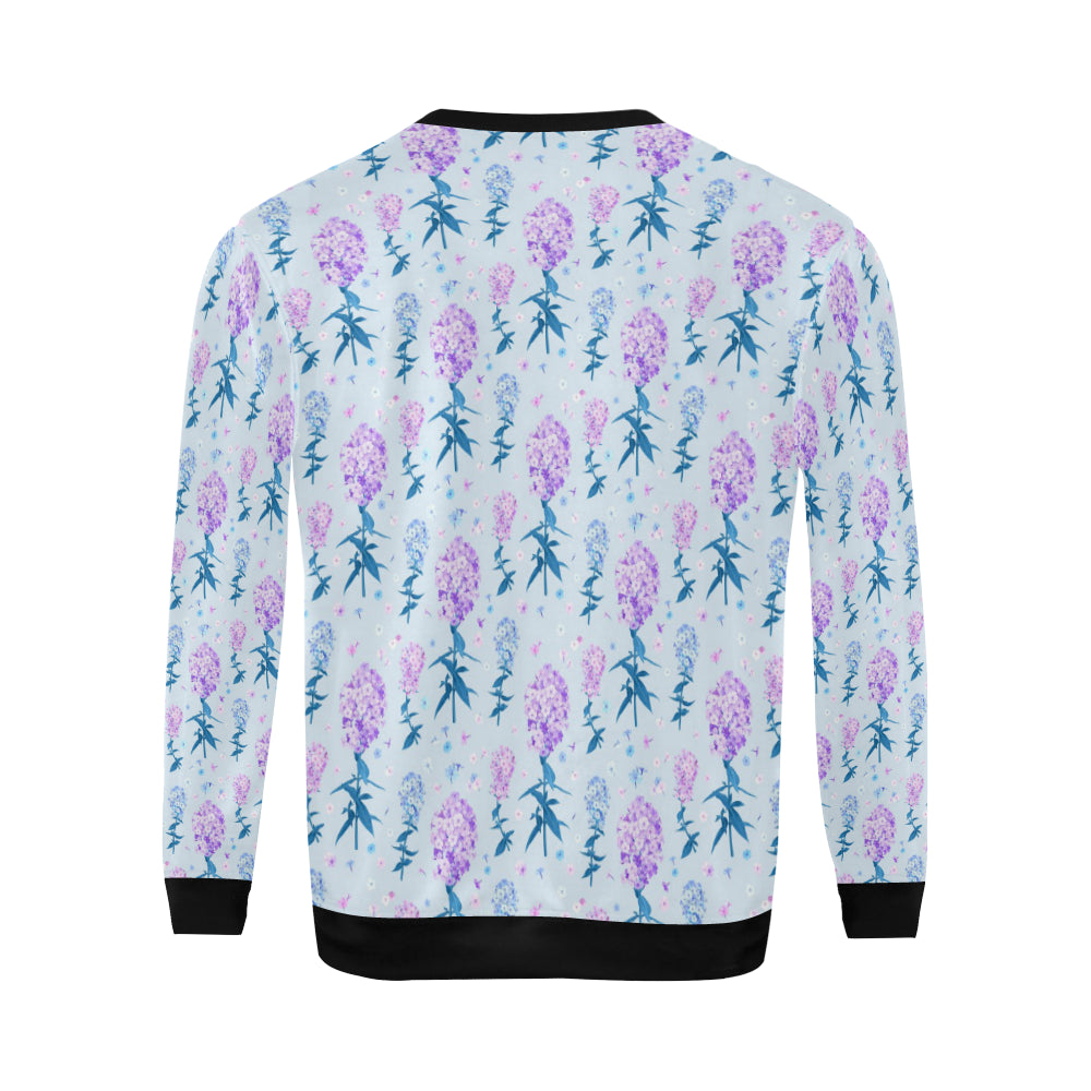 Lilac Pattern Print Design LI05 Men Long Sleeve Sweatshirt