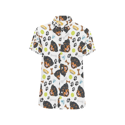 Rottweiler Pattern Print Design A04 Men's Short Sleeve Button Up Shirt