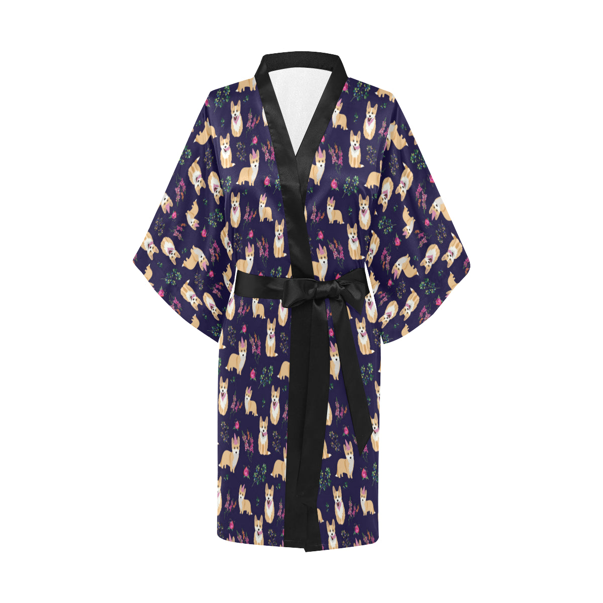 Pembroke Welsh Corgis Pattern Print Design A06 Women's Short Kimono
