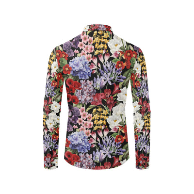 Summer Floral Pattern Print Design SF04 Men's Long Sleeve Shirt
