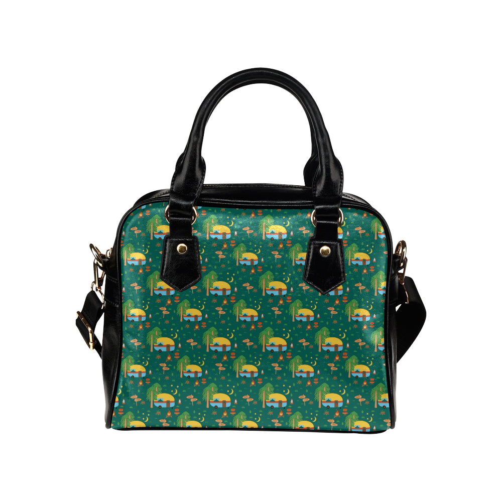 Camping Camper Pattern Print Design 06 Shoulder Handbag