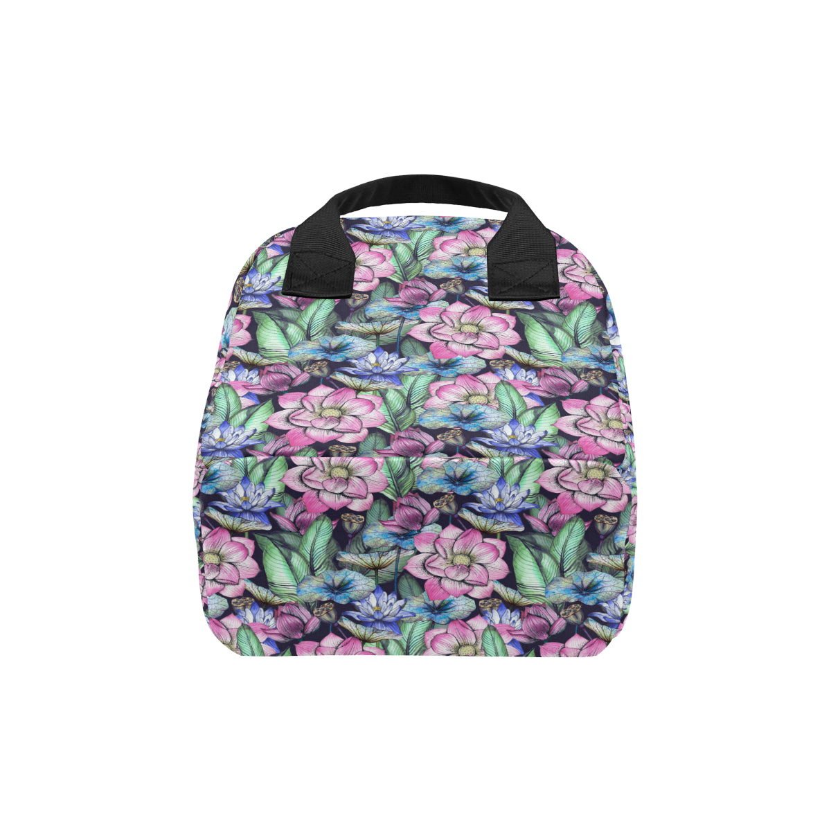 Water Lily Pattern Print Design WL07 Insulated Lunch Bag