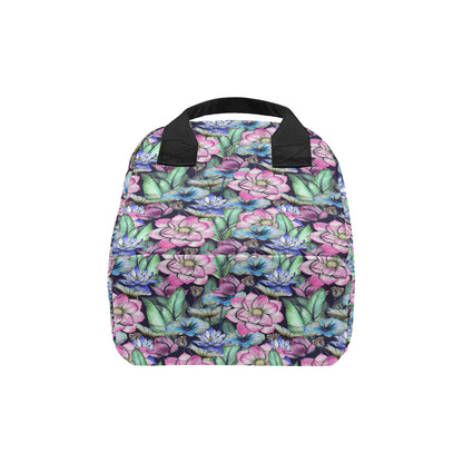 Water Lily Pattern Print Design WL07 Insulated Lunch Bag