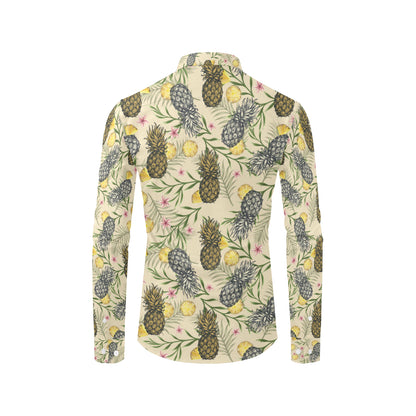 Pineapple Pattern Print Design PP012 Men's Long Sleeve Shirt