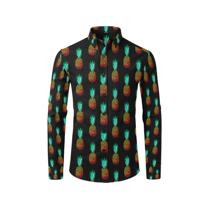 Pineapple Pattern Print Design A05 Men's Long Sleeve Shirt