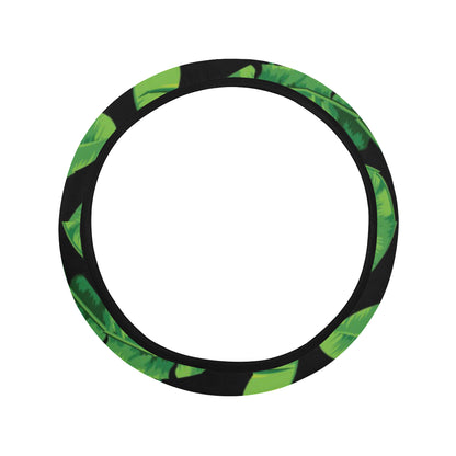 Banana Leaf Pattern Print Design BL02 Steering Wheel Cover with Elastic Edge