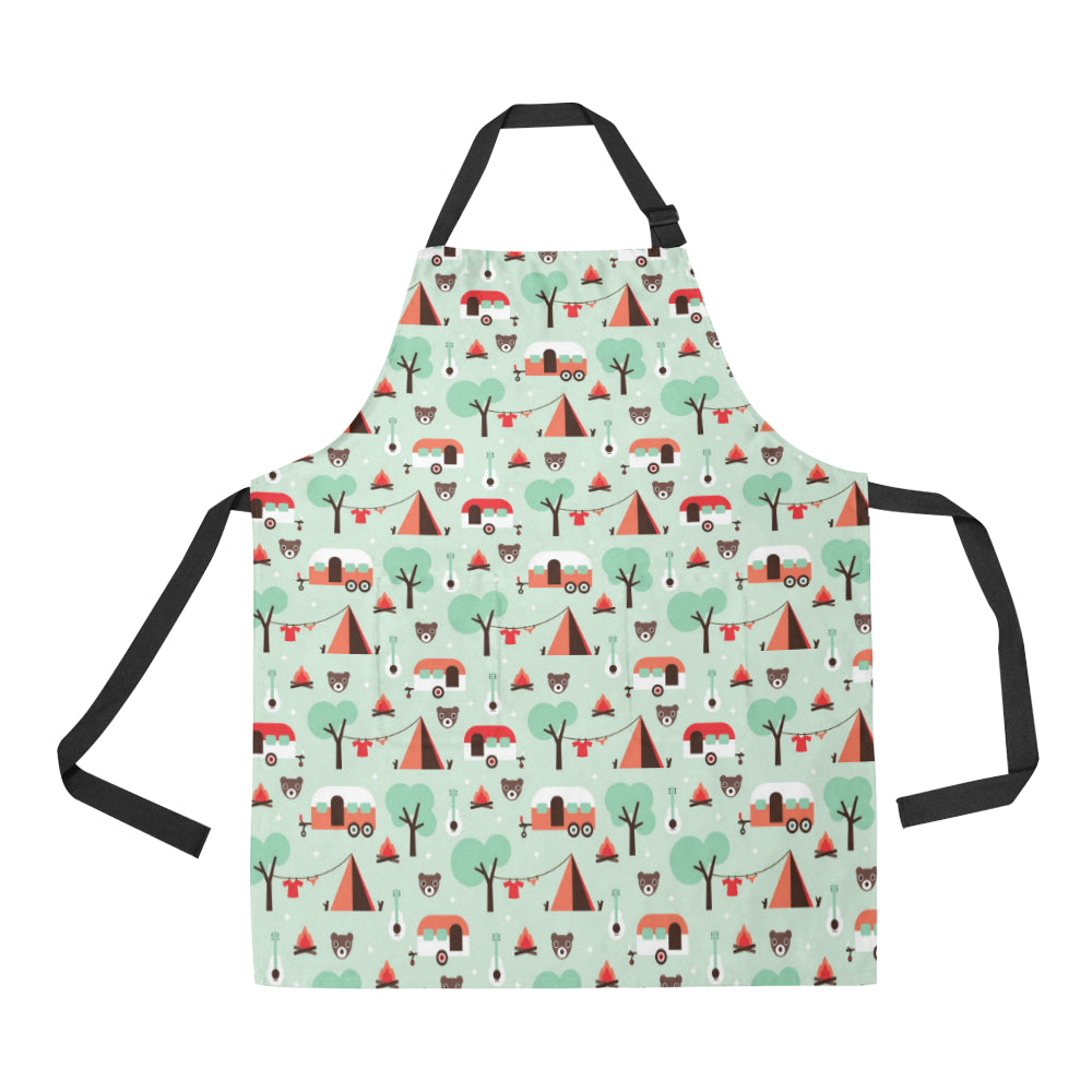 Camper Tent Pattern Print Design 01 Apron with Pocket