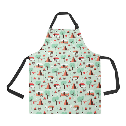 Camper Tent Pattern Print Design 01 Apron with Pocket