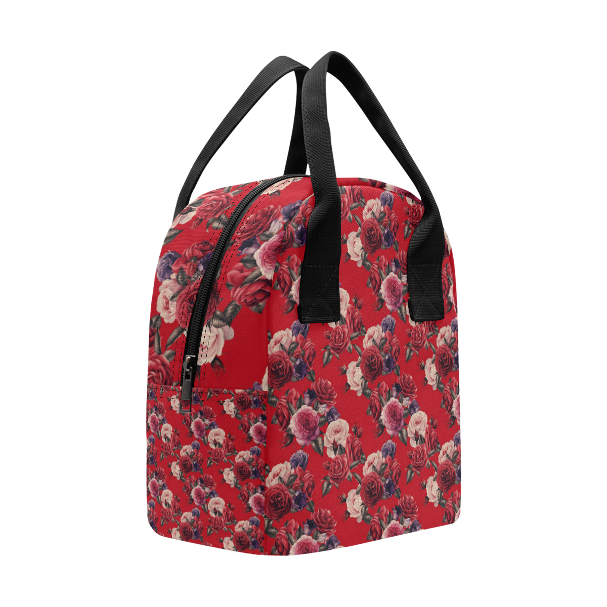Rose Red Pattern Print Design RO07 Insulated Lunch Bag