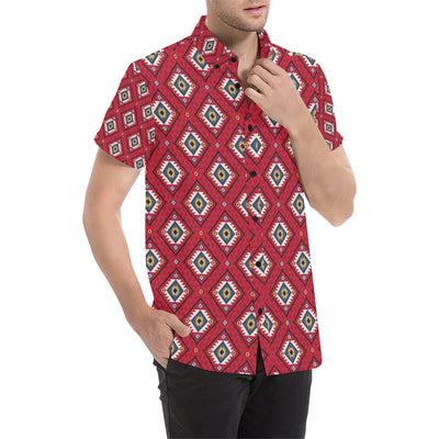 Aztec Pattern Print Design 10 Men's Short Sleeve Button Up Shirt