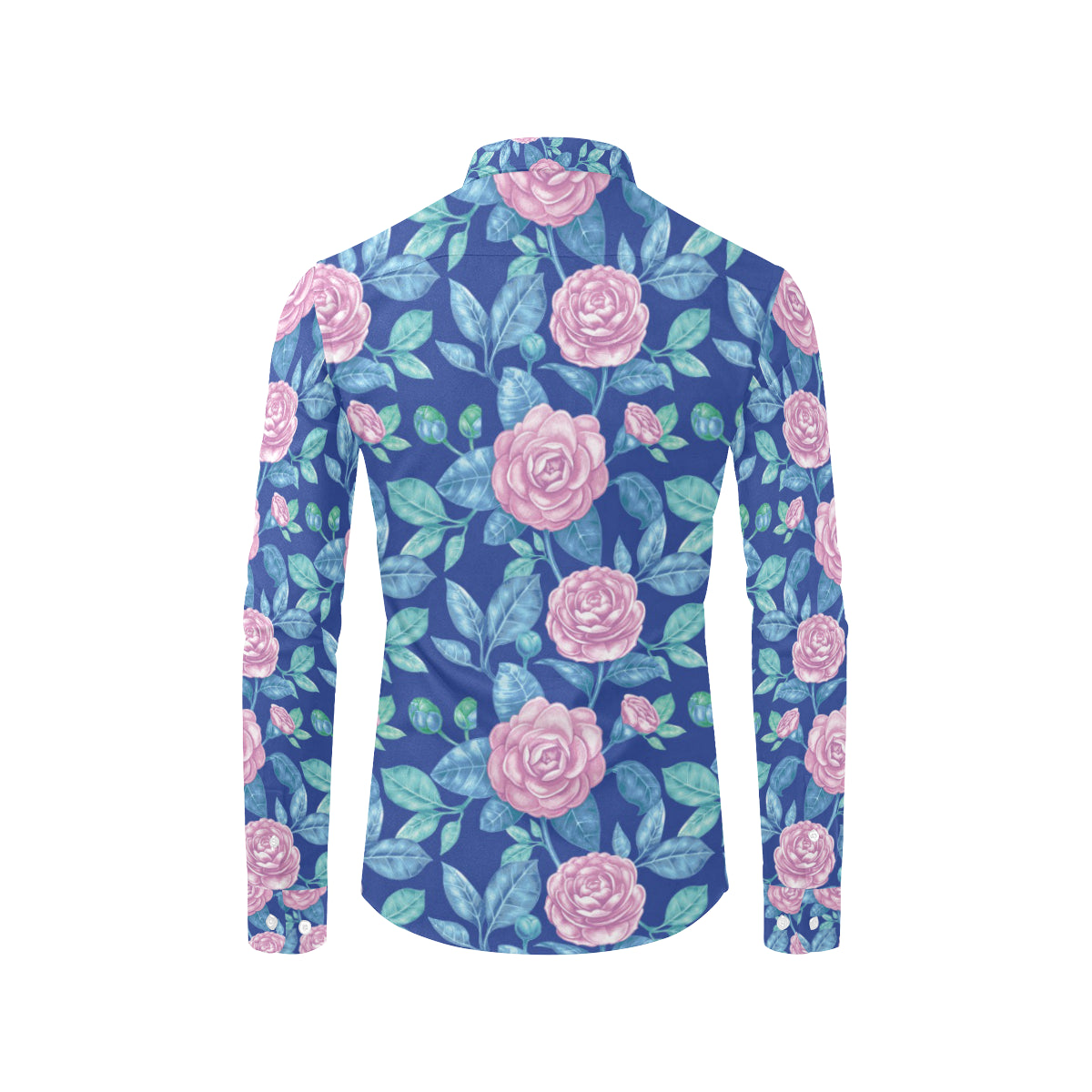 Camellia Pattern Print Design CM05 Men's Long Sleeve Shirt