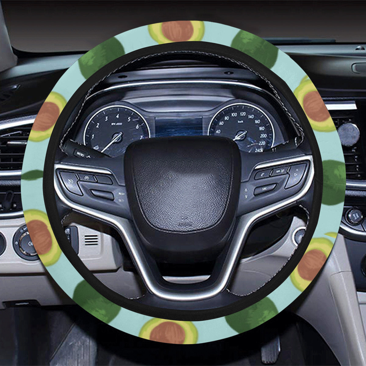 Avocado Pattern Print Design 04 Steering Wheel Cover with Elastic Edge