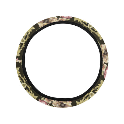 Baroque Pattern Print Design 02 Steering Wheel Cover with Elastic Edge