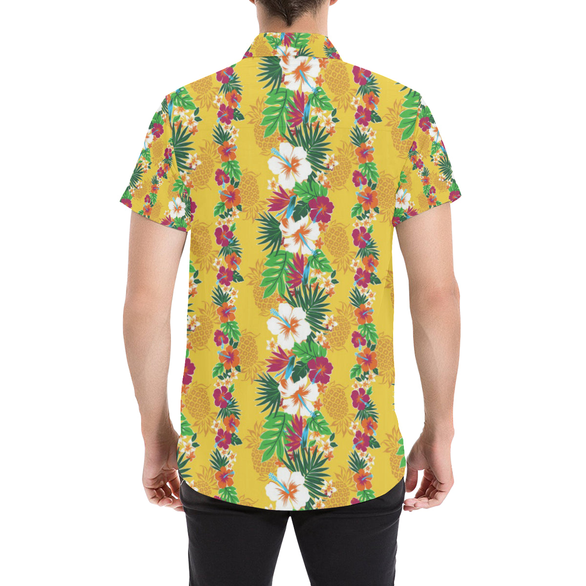 Hawaiian Themed Pattern Print Design H09 Men's Short Sleeve Button Up Shirt