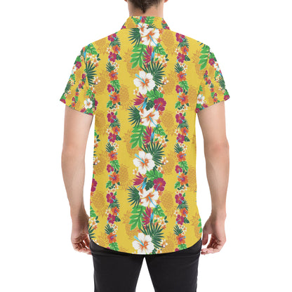 Hawaiian Themed Pattern Print Design H09 Men's Short Sleeve Button Up Shirt