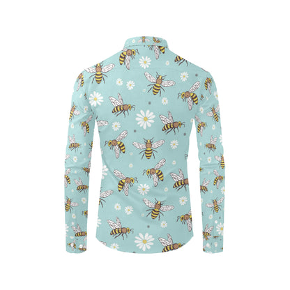 Bee Pattern Print Design BEE010 Men's Long Sleeve Shirt