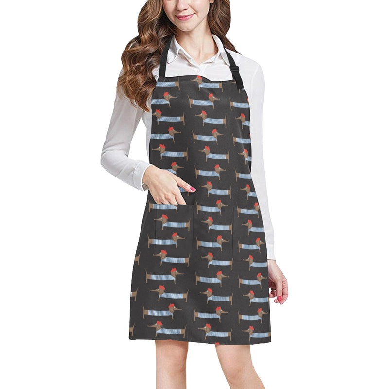 Dachshund Pattern Print Design 04 Apron with Pocket