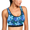 Blue Neon Sea Turtle Print Sports Bra