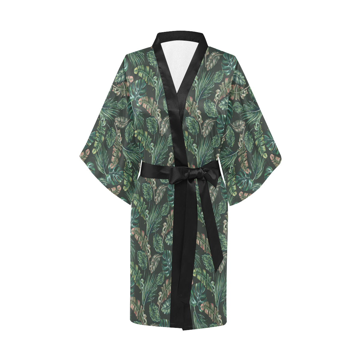 Banana Leaf Pattern Print Design 05 Women's Short Kimono