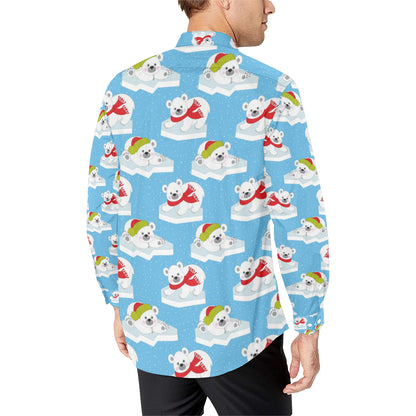 Polar Bear Pattern Print Design PB06 Men's Long Sleeve Shirt