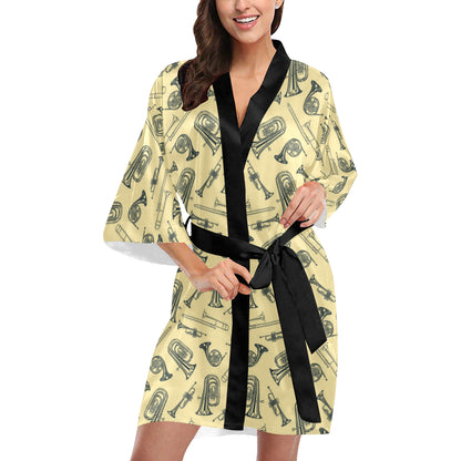 Tuba Pattern Print Design 01 Women's Short Kimono