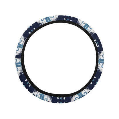 Ethnic Ornament Print Pattern Steering Wheel Cover with Elastic Edge