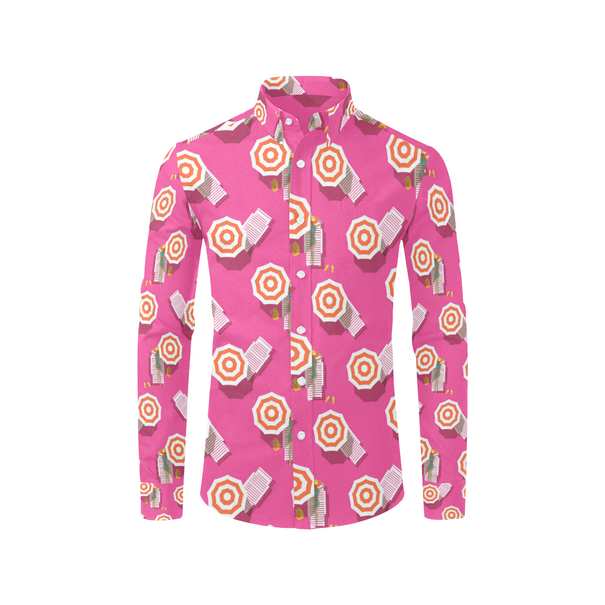 Beach Top View Umbrella Theme Men's Long Sleeve Shirt