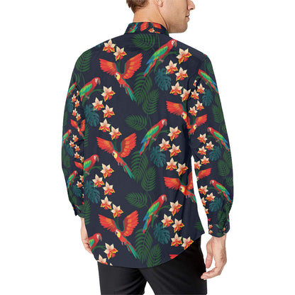Macaw Pattern Print Design 02 Men's Long Sleeve Shirt
